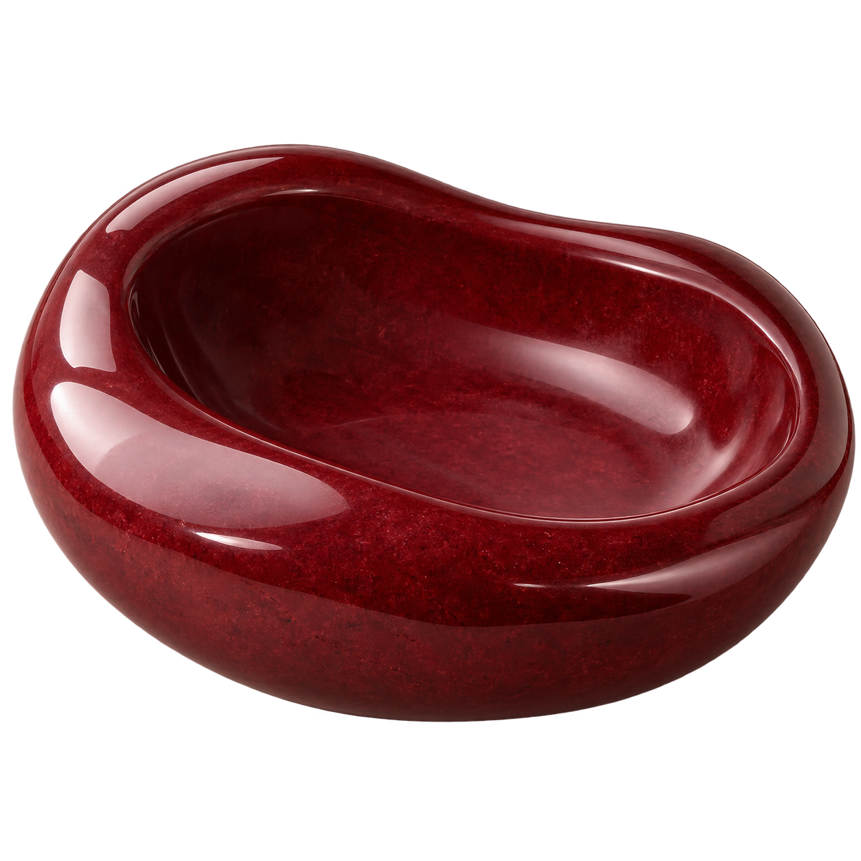 Deep cherry sculptural bowl representing The Forms